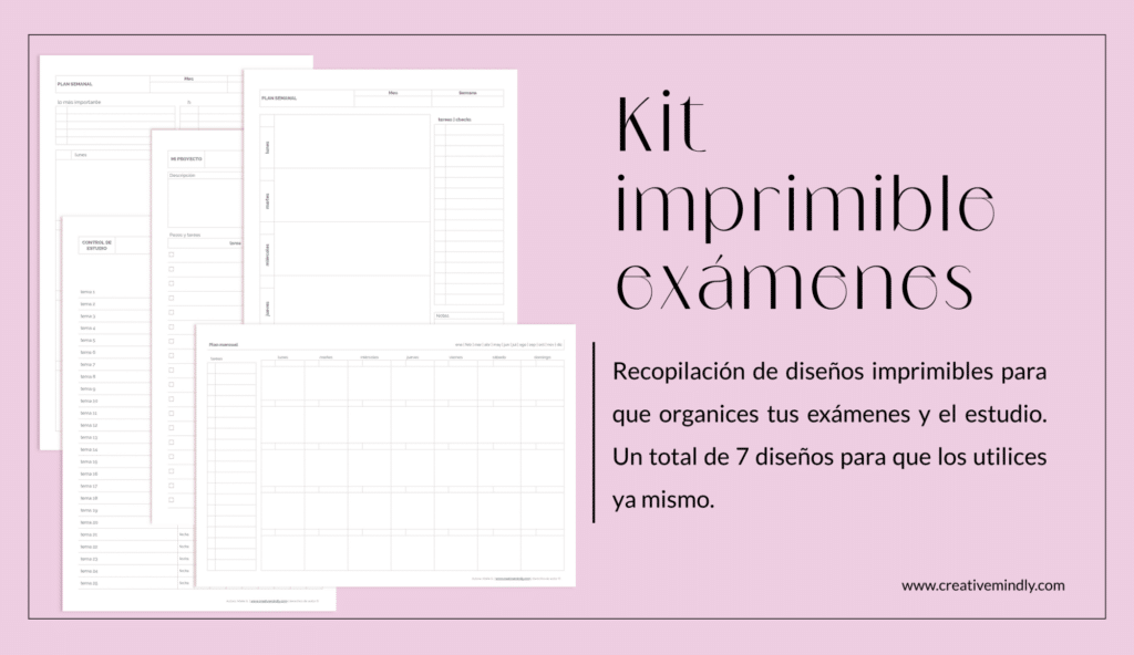 Creative Mindly: Kit de imprimibles: organizo mis exámenes