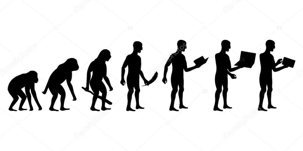 Evolución del hombre y siluetas de tecnología Vector de stock por ...